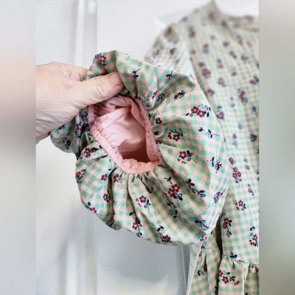 Easel Womens Oversized Gingham Babydoll Dress With Flowers size Medium - Picture 4 of 7